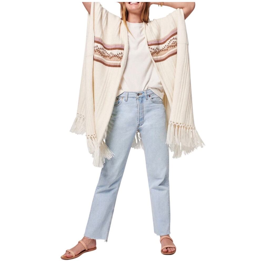 Faherty x B. Yellowtail Poncho One Size Sandstone Sand Creek Alpaca Wool Knit